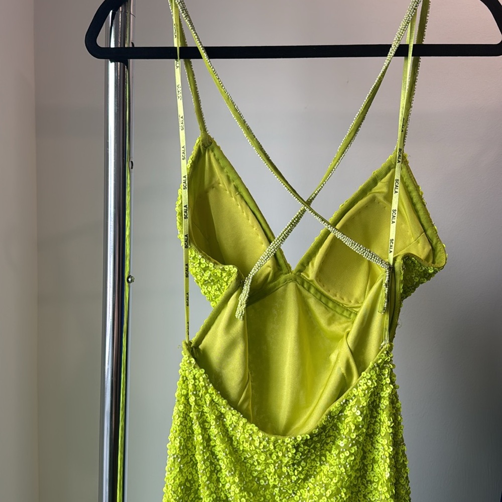 All The Rage Scala Chartreuse Sequin Gown Size 6. - image 2